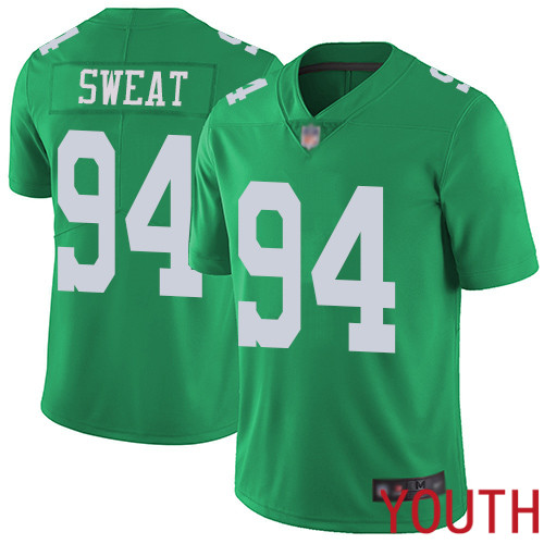 Youth Philadelphia Eagles #94 Josh Sweat Limited Green Rush Vapor Untouchable NFL Jersey Football->youth nfl jersey->Youth Jersey